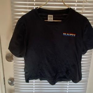 Black Pink Happy Crop top